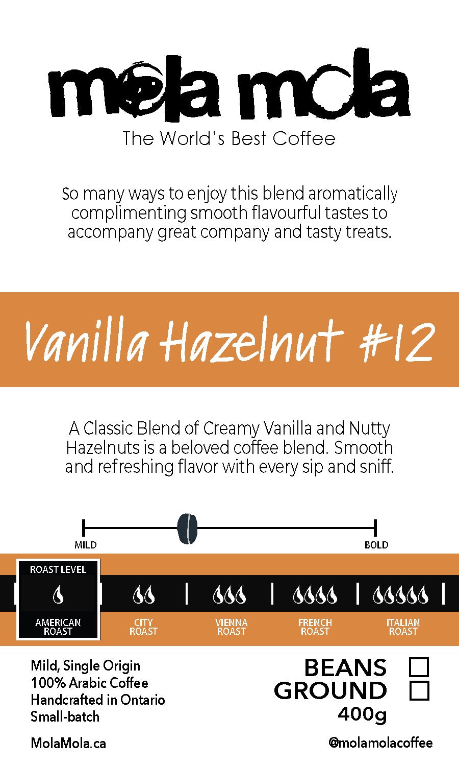 Vanilla Hazelnut Mola Mola Coffee